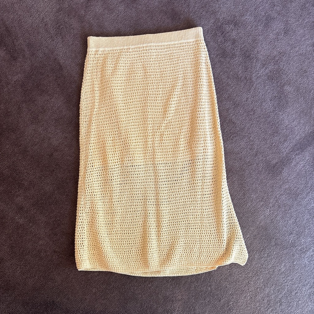 House of Harlow 1960 Butter Yellow Crochet Skirt